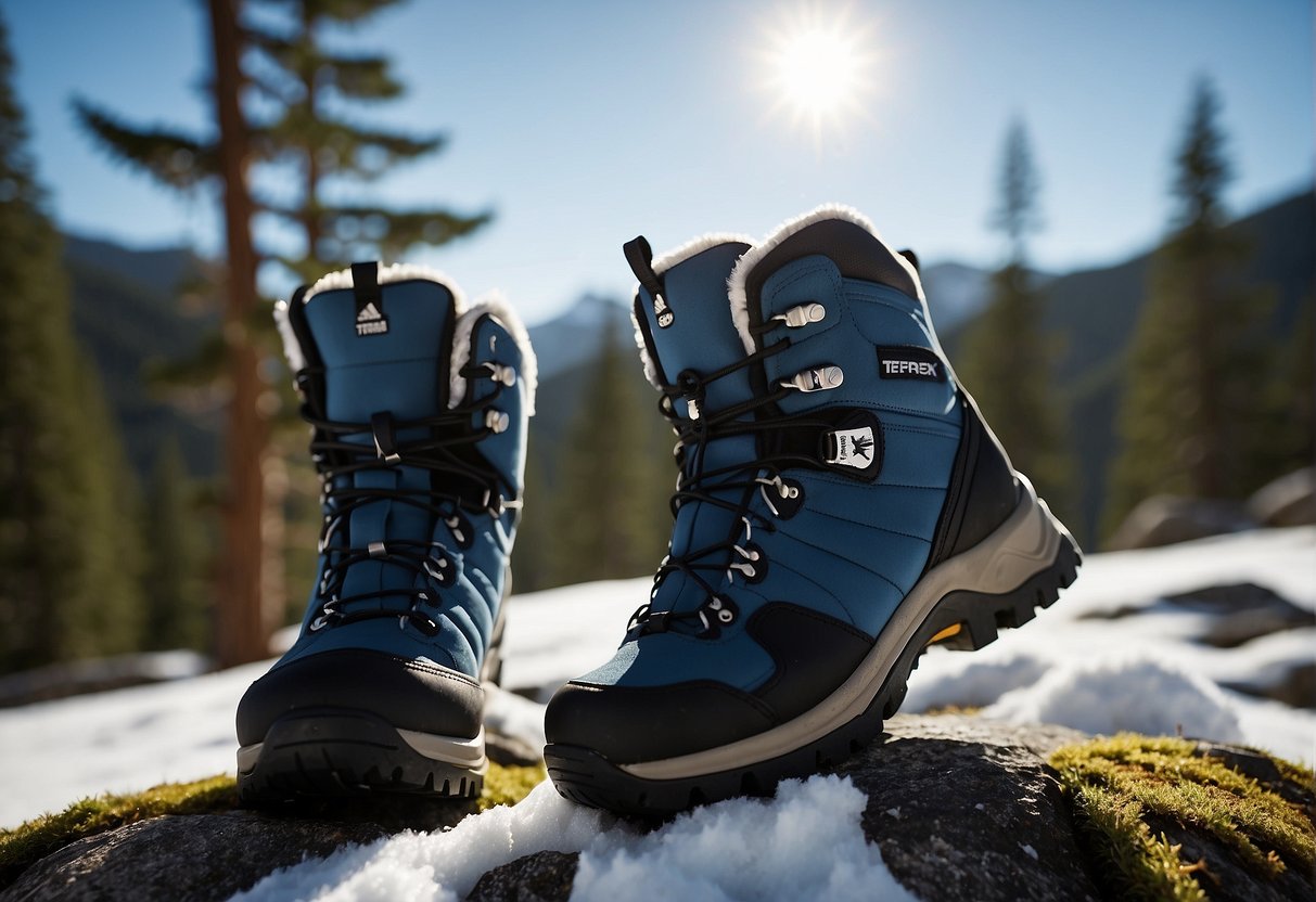 blue hiking boots