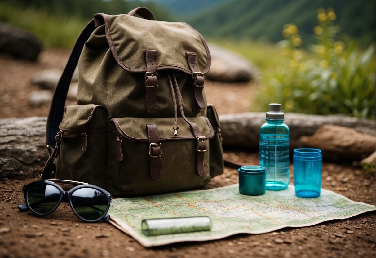 Hiking gear on the ground