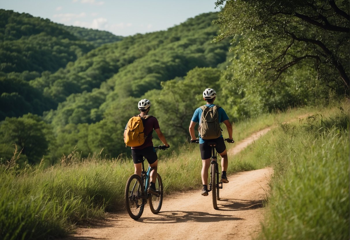 two bikers riding on a trail