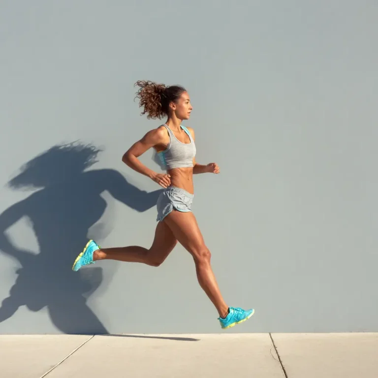 Woman running in summer gear with shorts and tank top under bright sunlight. running outfits for women